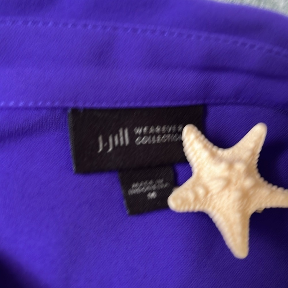 J. JILL WEAREVER COLLECTION Twist Front Midi Length Shirt Dress in Purple | M - Picture 8 of 11